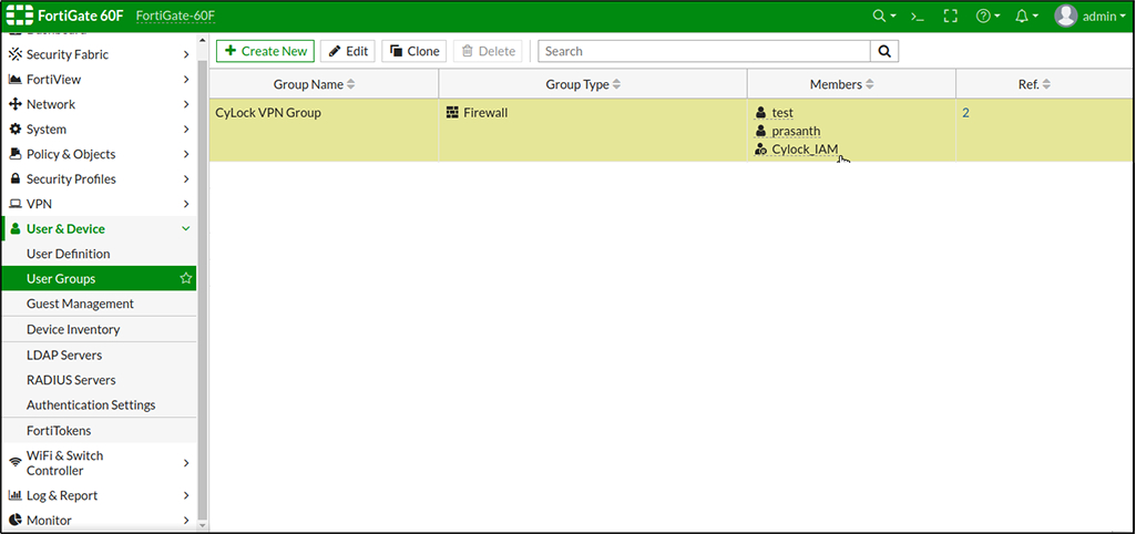 RADIUS Server is associated with VPN Group